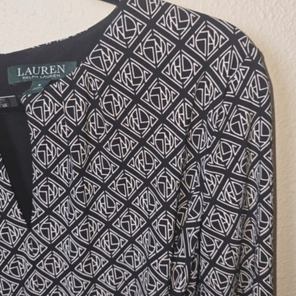 Lauren Ralph Lauren Geometric Print Tie-Waist Dress – Size 8 - Picture 4 of 7
